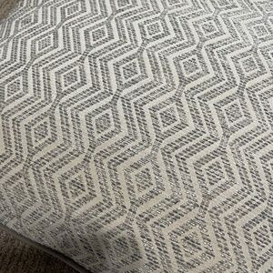 Silver Gray & White Decorative Throw Pillow –‎ Feather Filled – 22.5" Square